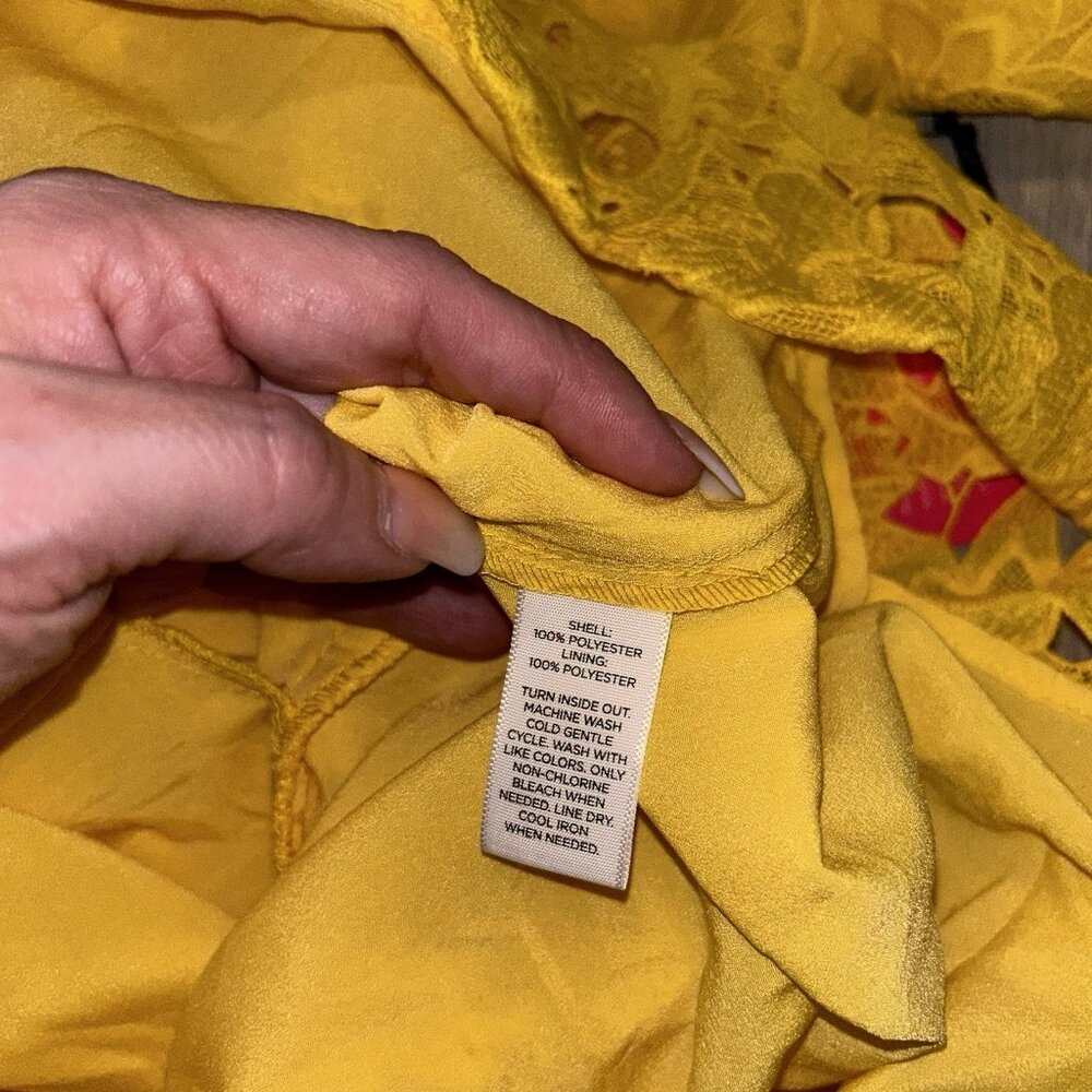 Prabal Gurung For JCPenney Yellow Puff Sleeve V-Neck Floral Party Dress Size 4 - Picture 7 of 11